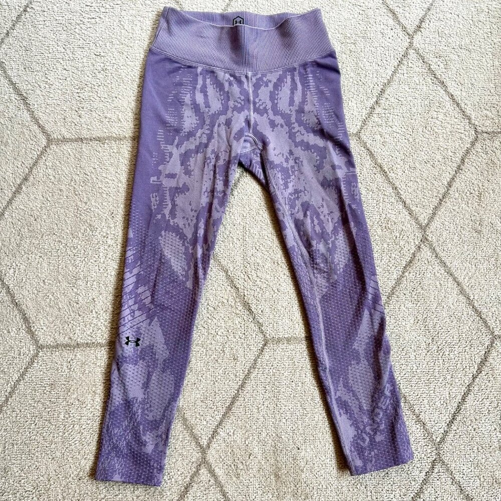 Under Armor Heat Gear Lilac Printed Running Performance Leggings Sz XS